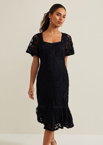 Phase Eight Petite Matilda Tapework Dress Navy Canada | UVOARI-659